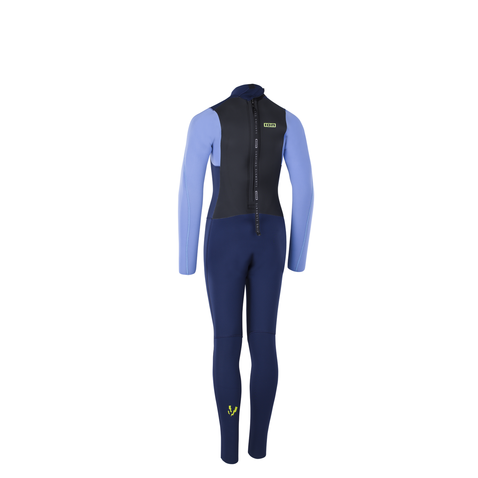 ION Capture 5/4mm Backzip Fullsuit Junior in marineblau und hellblau — Rückansicht