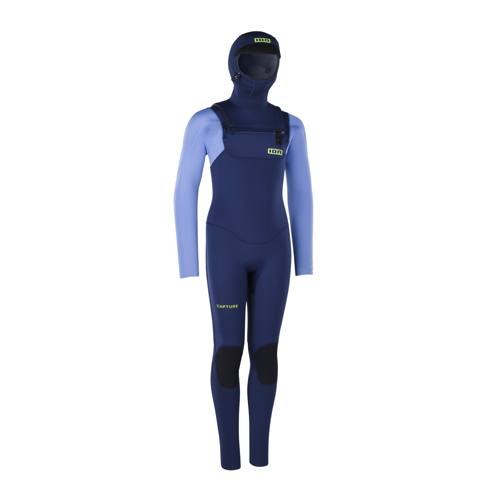 ION Capture 6/5 mm Kapuzen-Frontzip-Neoprenanzug Junior in marineblau und hellblau