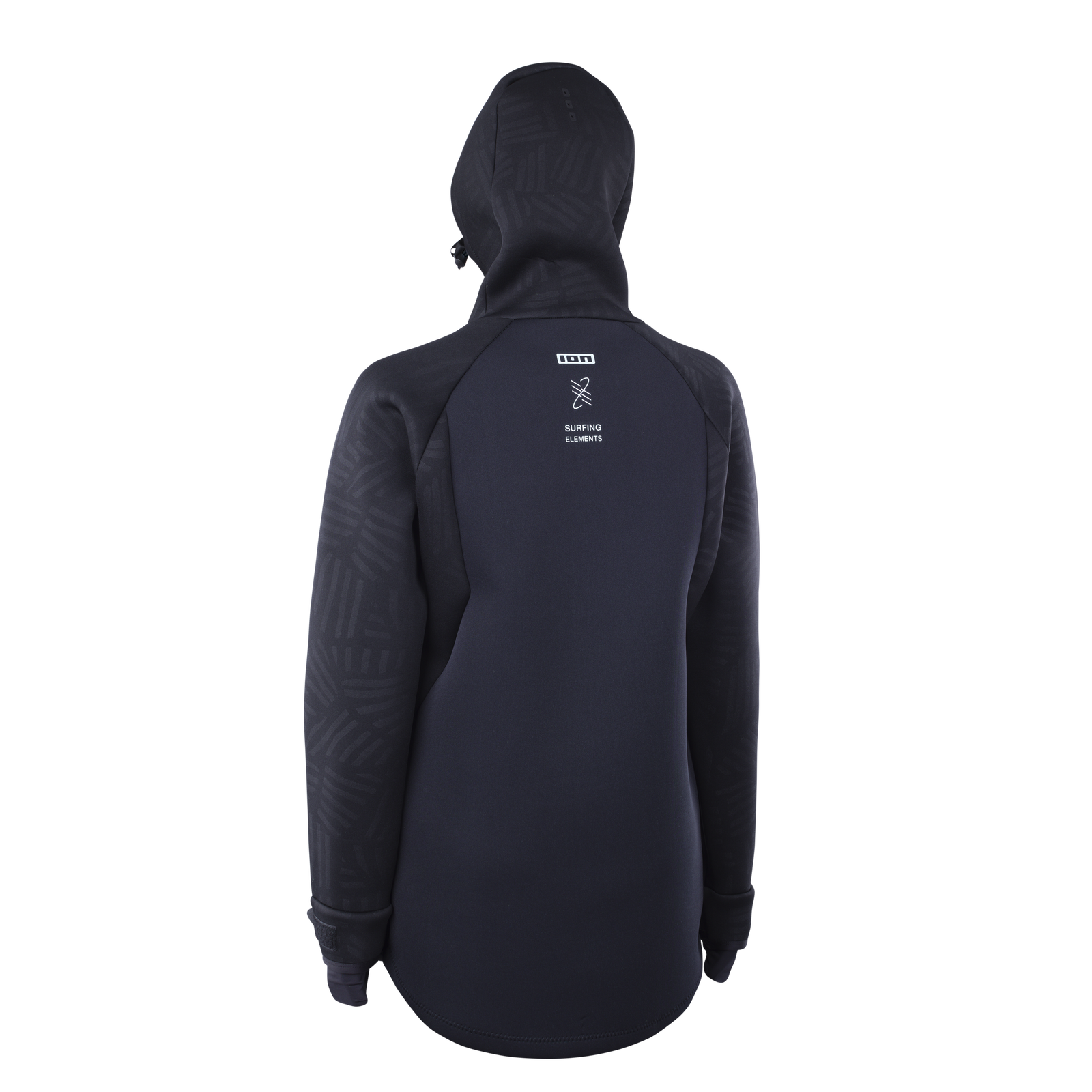 ION Neo Shelter Amp Damen Neopren-Jacke mit Kapuze in schwarz – Rückansicht