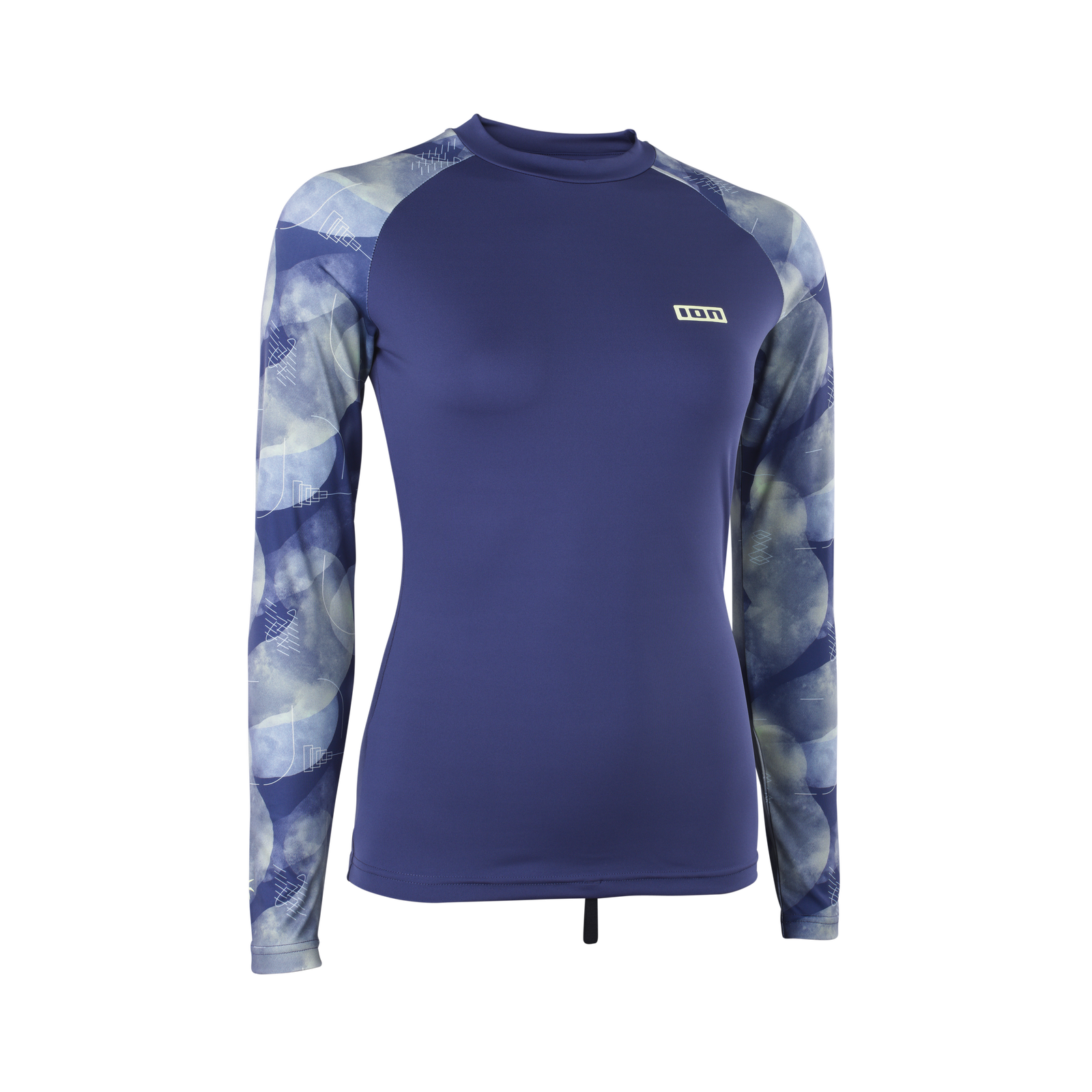 ION Water Lizz Langarm-Rashguard Damen in marineblau mit gemusterten Ärmeln