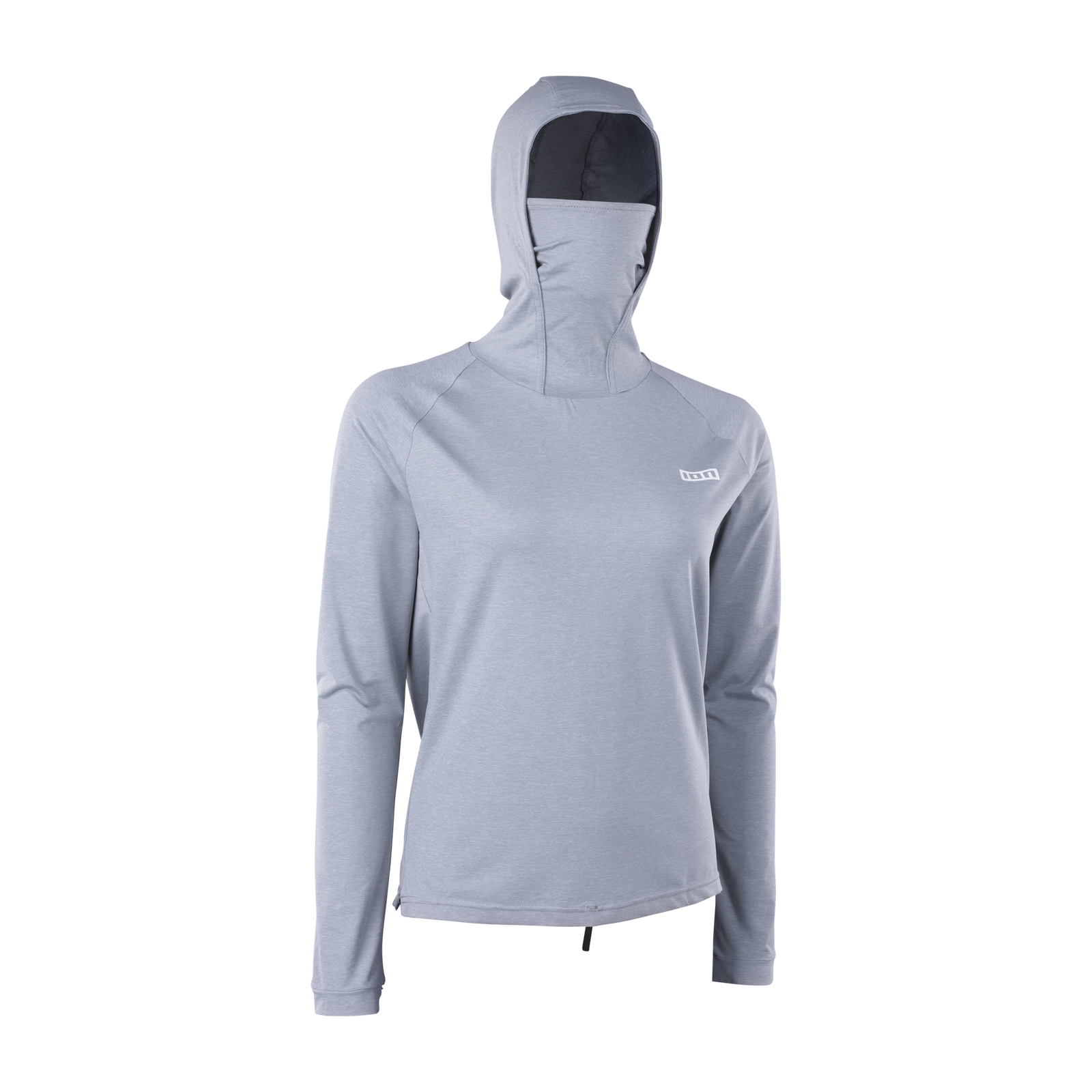 ION Storm Pro wetshirt donna manica lunga in grigio chiaro con cappuccio e copriviso