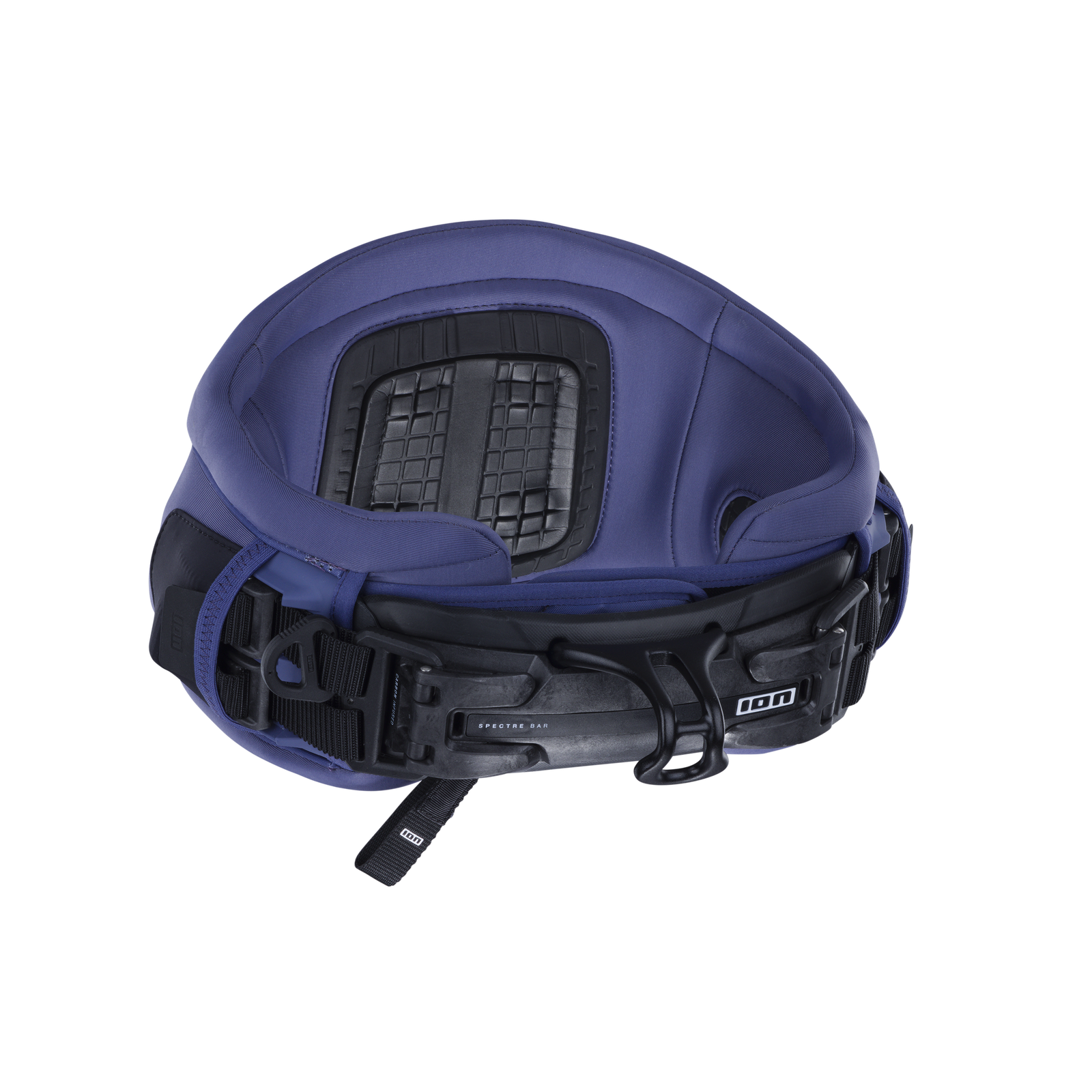 ION Sol Curv waist harness in navy blue with CURV hard shell and Spectre Bar hook
