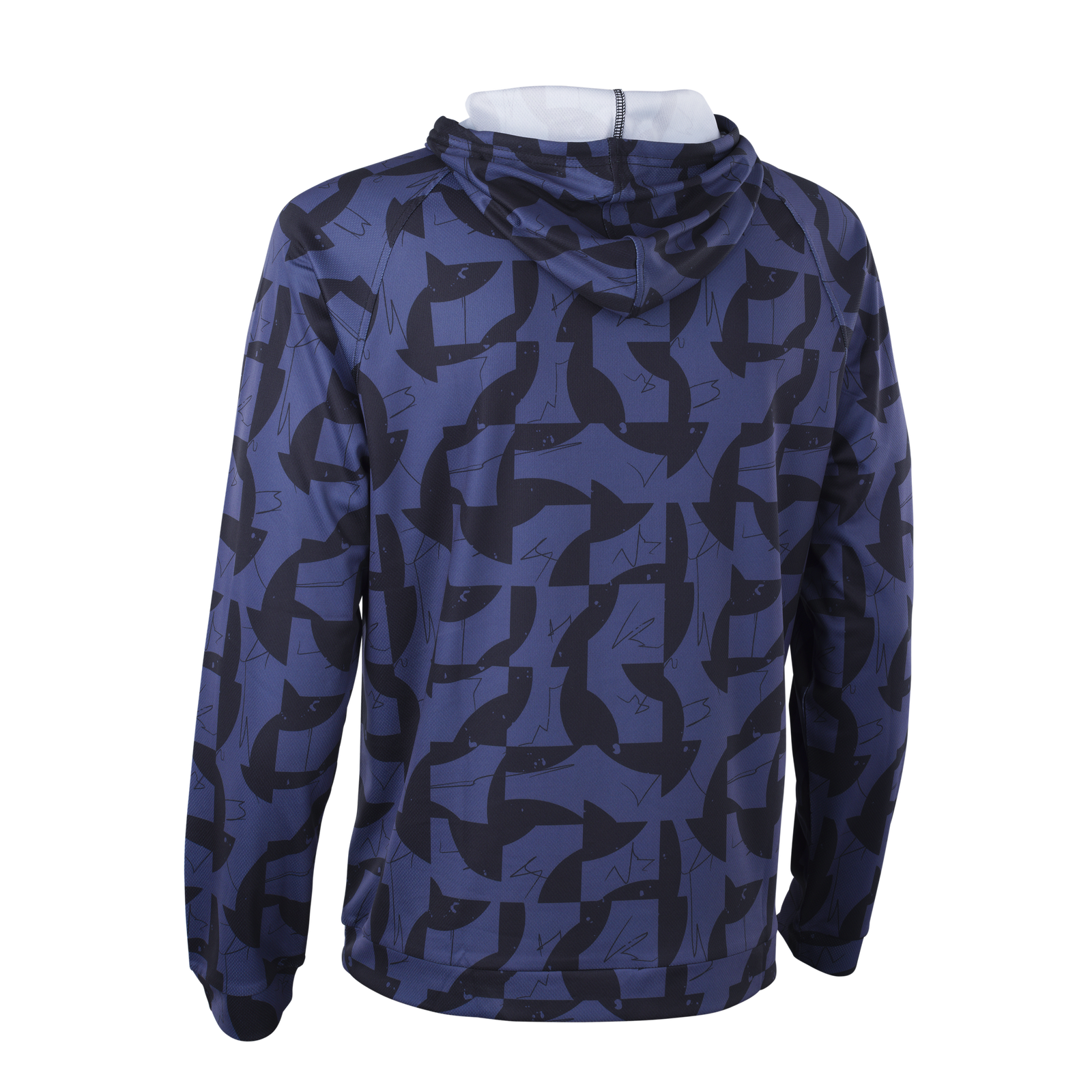 ION Water Wetshirt Hood LS men long-sleeve hooded top in navy with allover print – back view