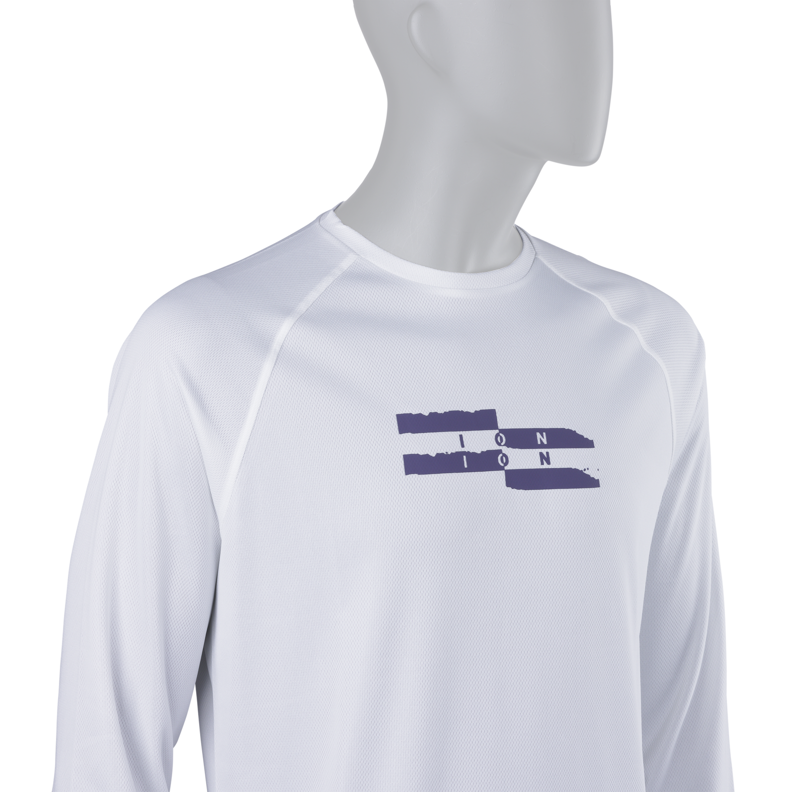 ION Water Wetshirt LS homme t-shirt manches longues protection solaire en blanc avec imprimé poitrine bleu ardoise
