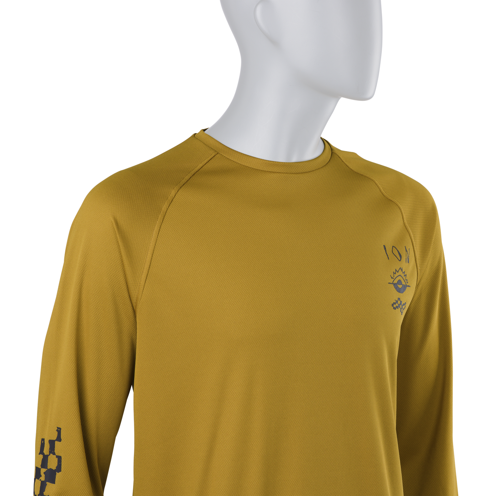ION Wetshirt LS t-shirt manches longues homme en olive doré avec graphiques ION poitrine