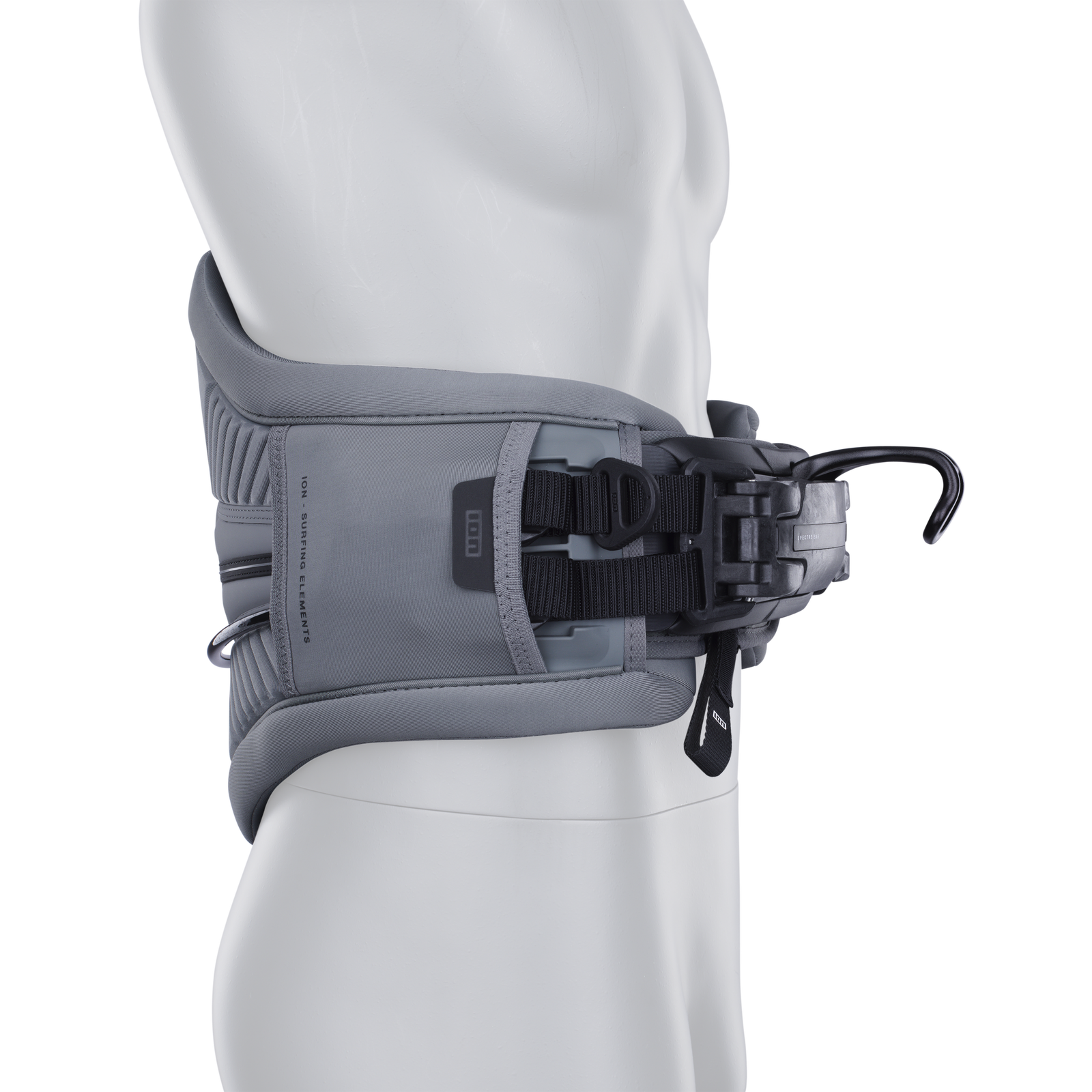 ION Rival waist harness in charcoal grey with Spectre Bar 2 spreader bar hook