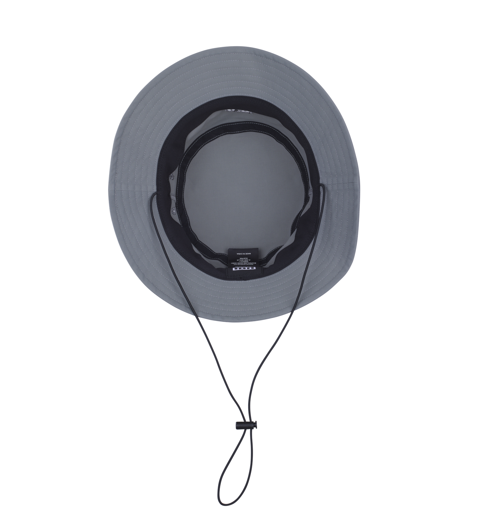 ION Water Cap cappello surf bucket taglia unica in grigio – vista interna con fascia antisudore e laccio