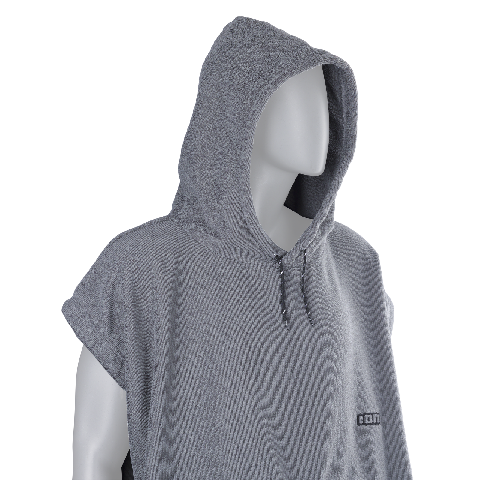 ION Element hooded poncho in heather grey on mannequin