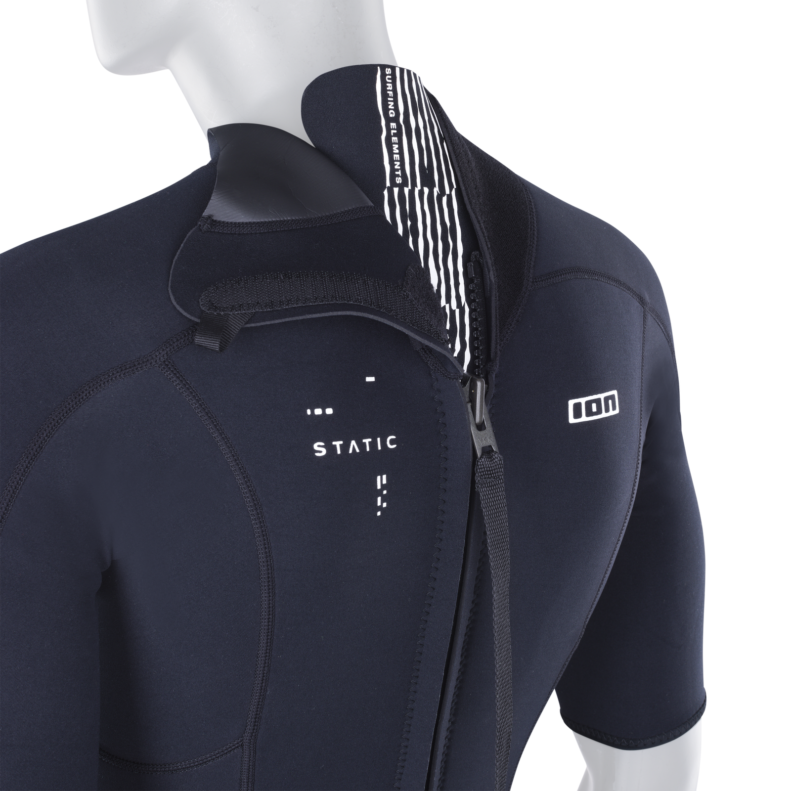 ION Static combinaison néoprène 3/2mm back-zip manches courtes au-dessus du genou en noir