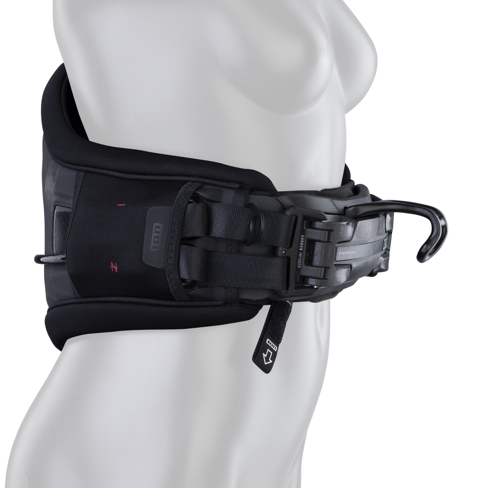 ION Nova waist harness in black with Spectre Bar 2 on mannequin