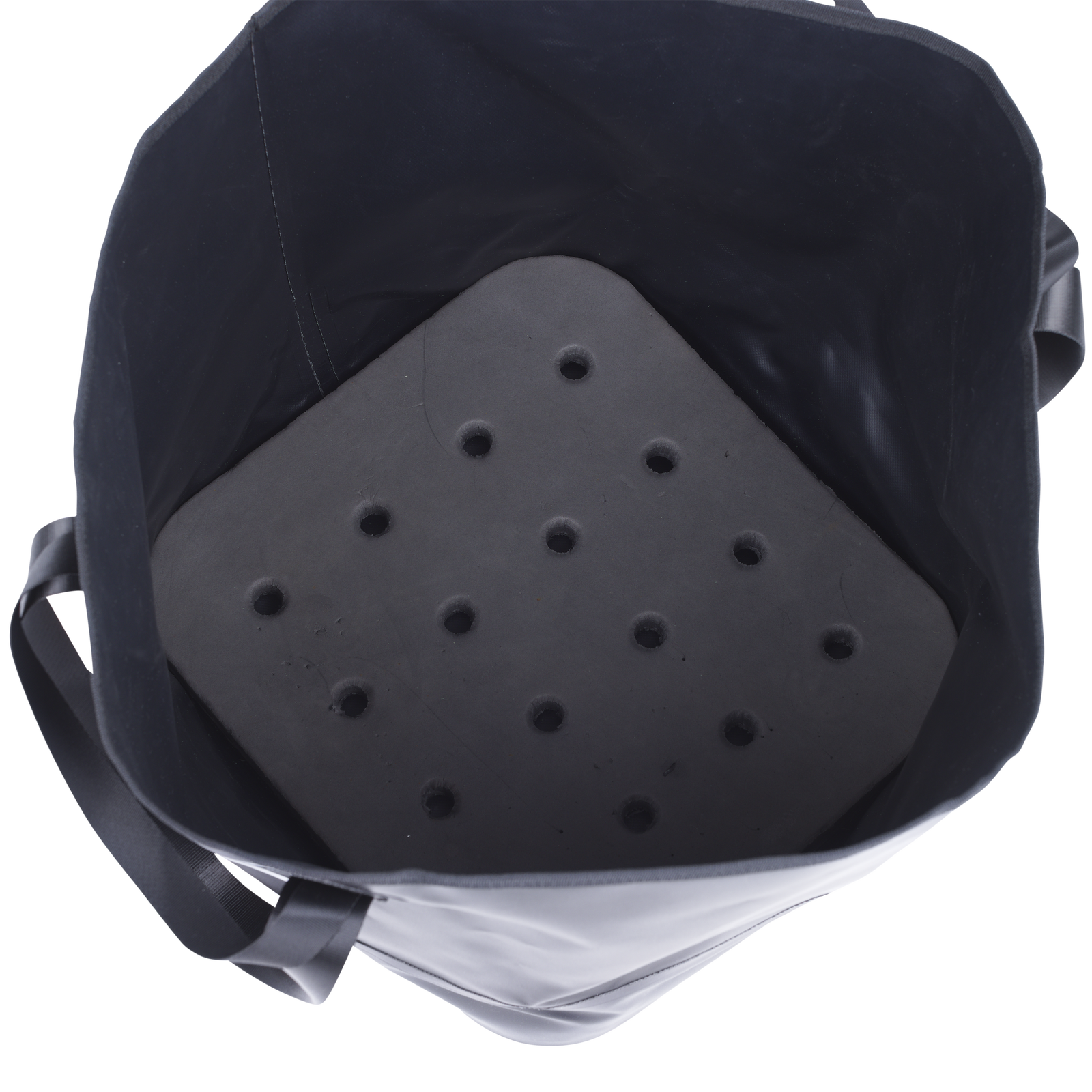 ION Water Changing Bucket Onesize in schwarz, Innenansicht mit perforiertem Gummiboden