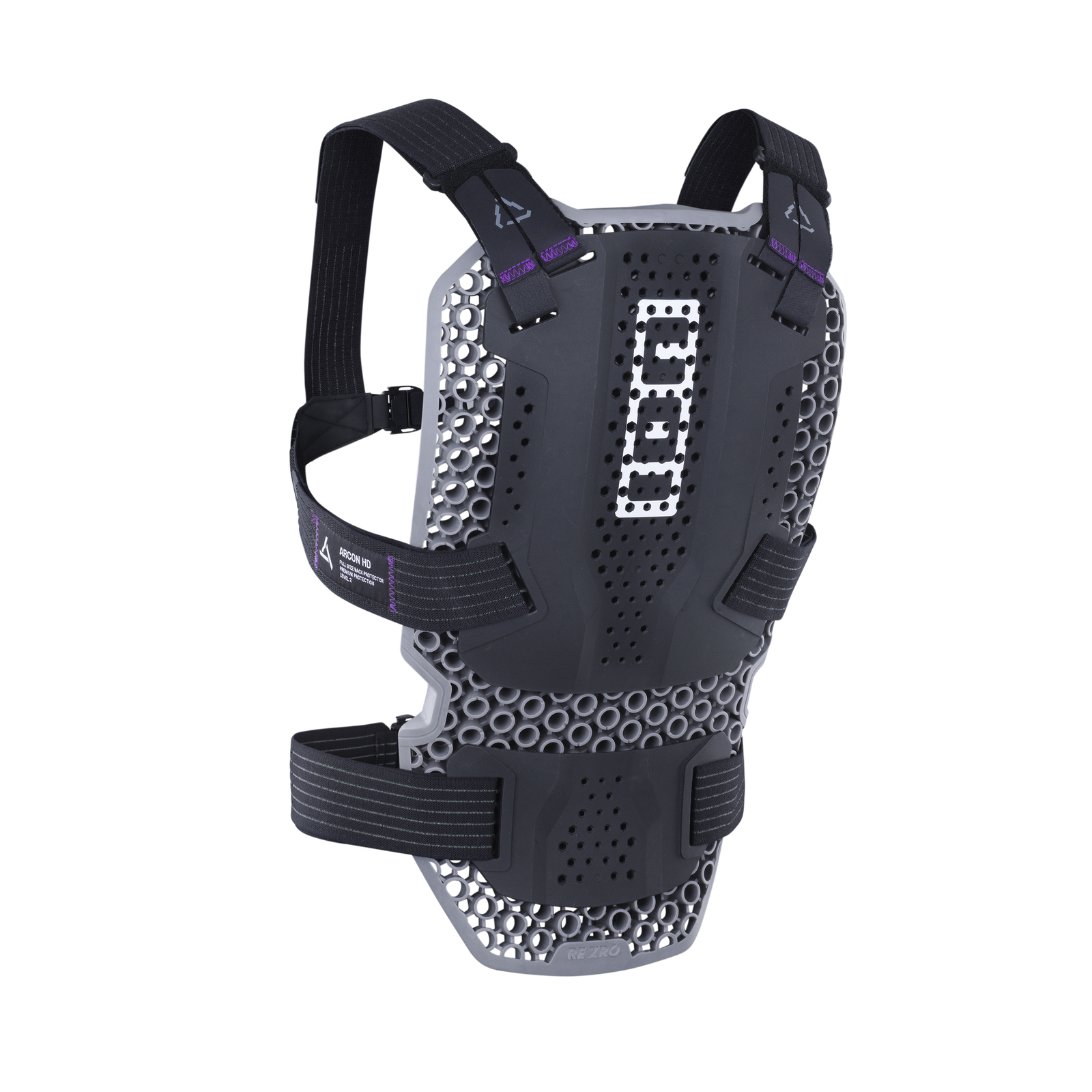ION Bike ARCON HD back protector in black and grey with RE ZRO Level 2 protection and ventilated foam panel