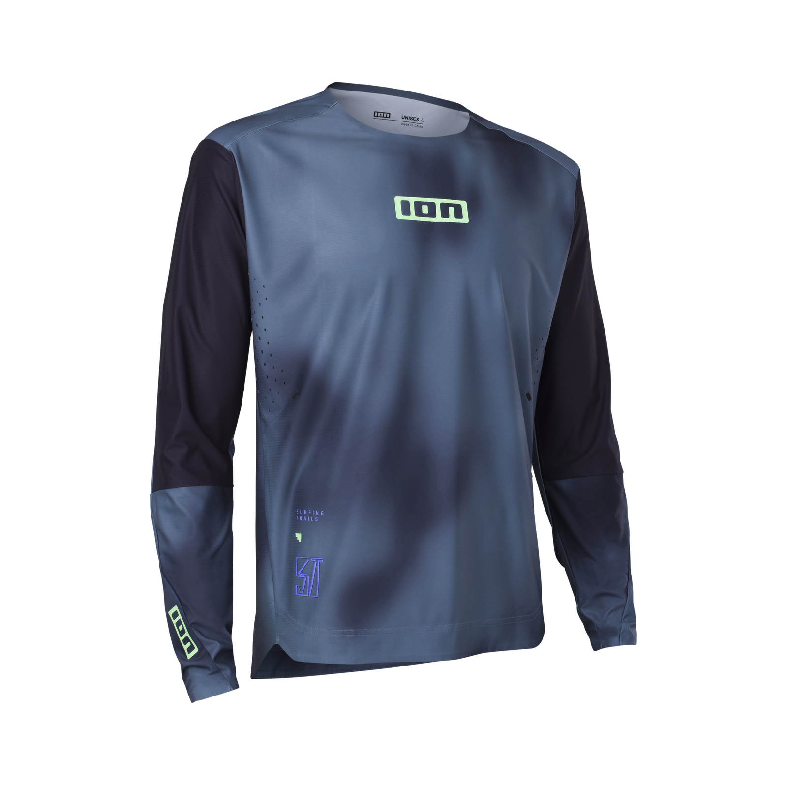 ION Bike Scrub UTAH LS Langarm-Radtrikot in schieferblau und dunkelmarineblau für Freeride Mountainbike