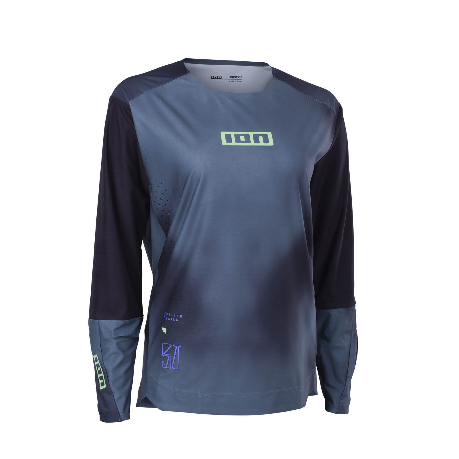 ION Bike Scrub UTAH LS Langarm-Radtrikot in schieferblau und dunkelblau für Mountainbike Freeride