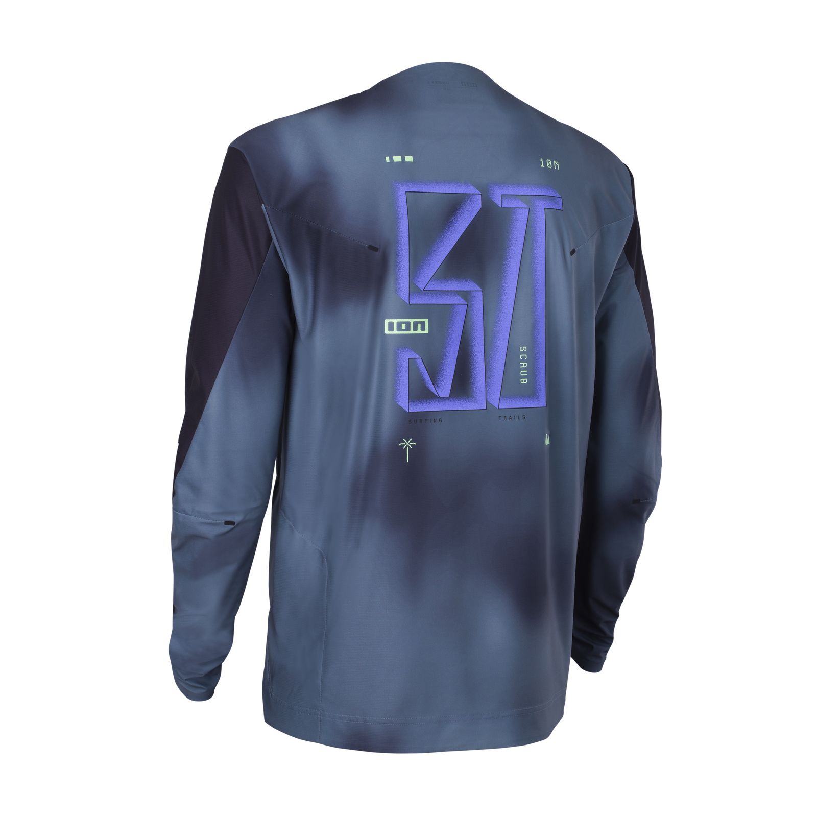 ION Bike Scrub UTAH LS Cycling Jersey in slate-blau für Freeride Mountainbiking – Rückenansicht