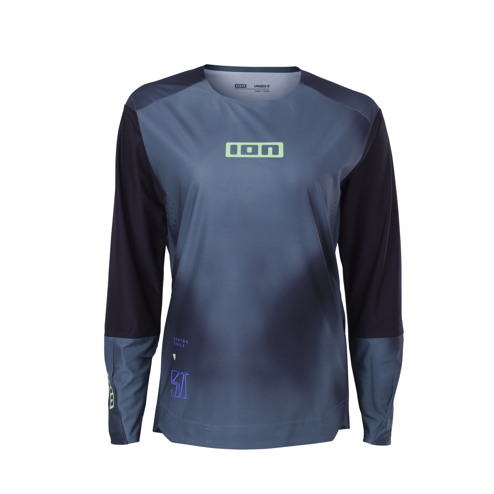 ION Scrub UTAH LS Langarm MTB-Trikot in schieferblau und navy für Freeride Mountainbiking