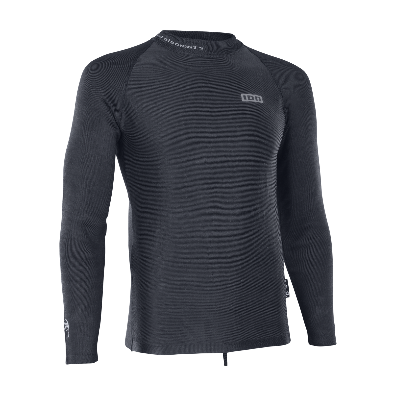 Rashguard manica lunga unisex ION Surf Shield in nero carbone resistenza al taglio livello 4