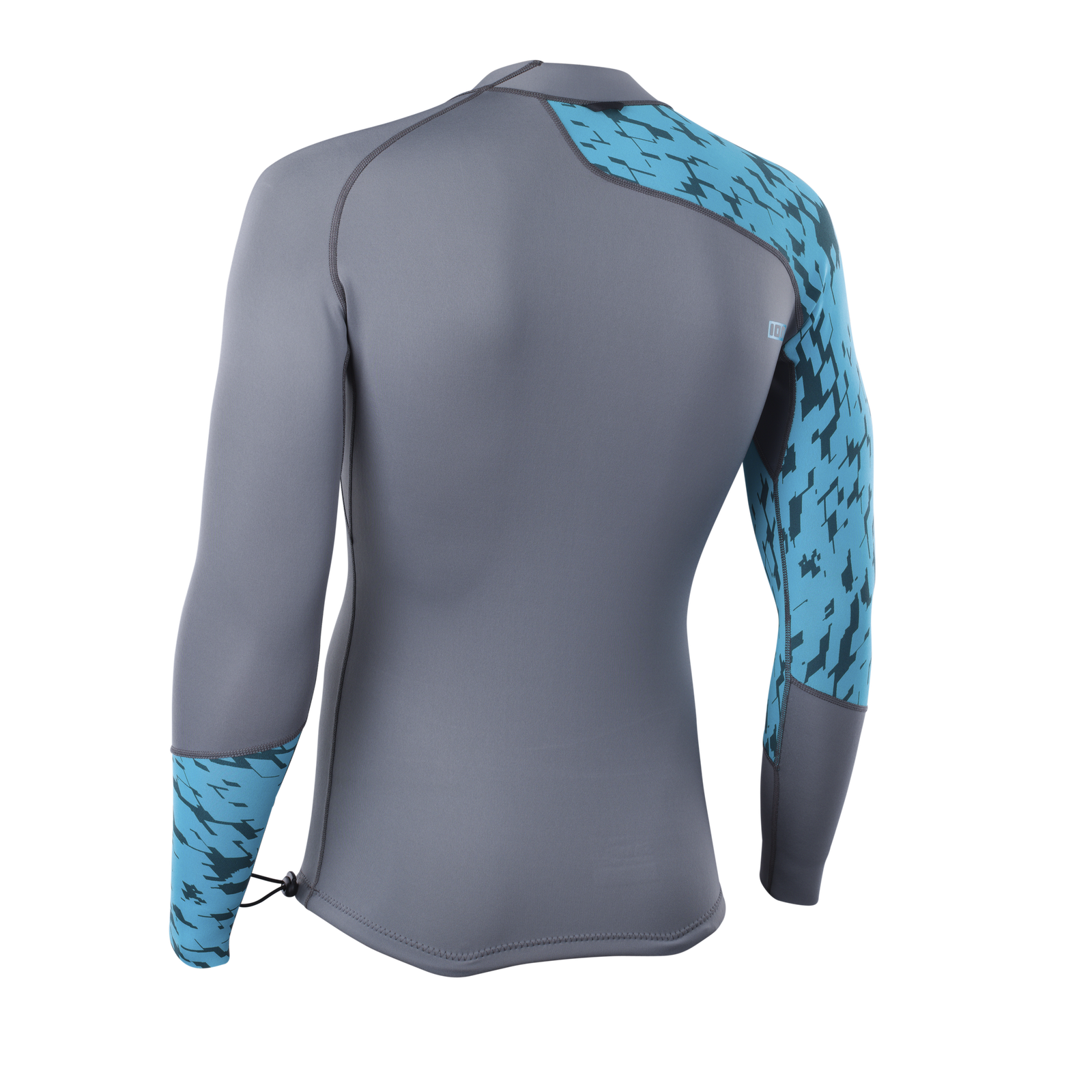 ION Neo Top 0.5 long sleeve neoprene top men in grey and cyan back view
