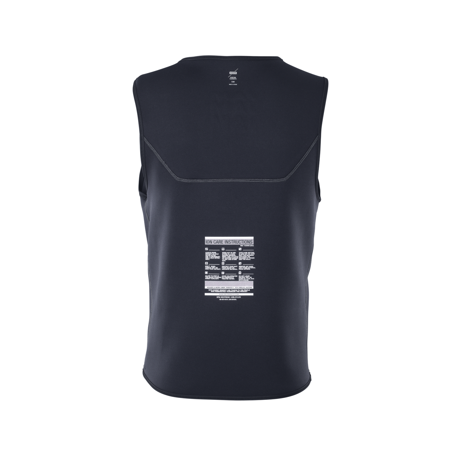 ION Neo Jam unisex neoprene vest in black, back view