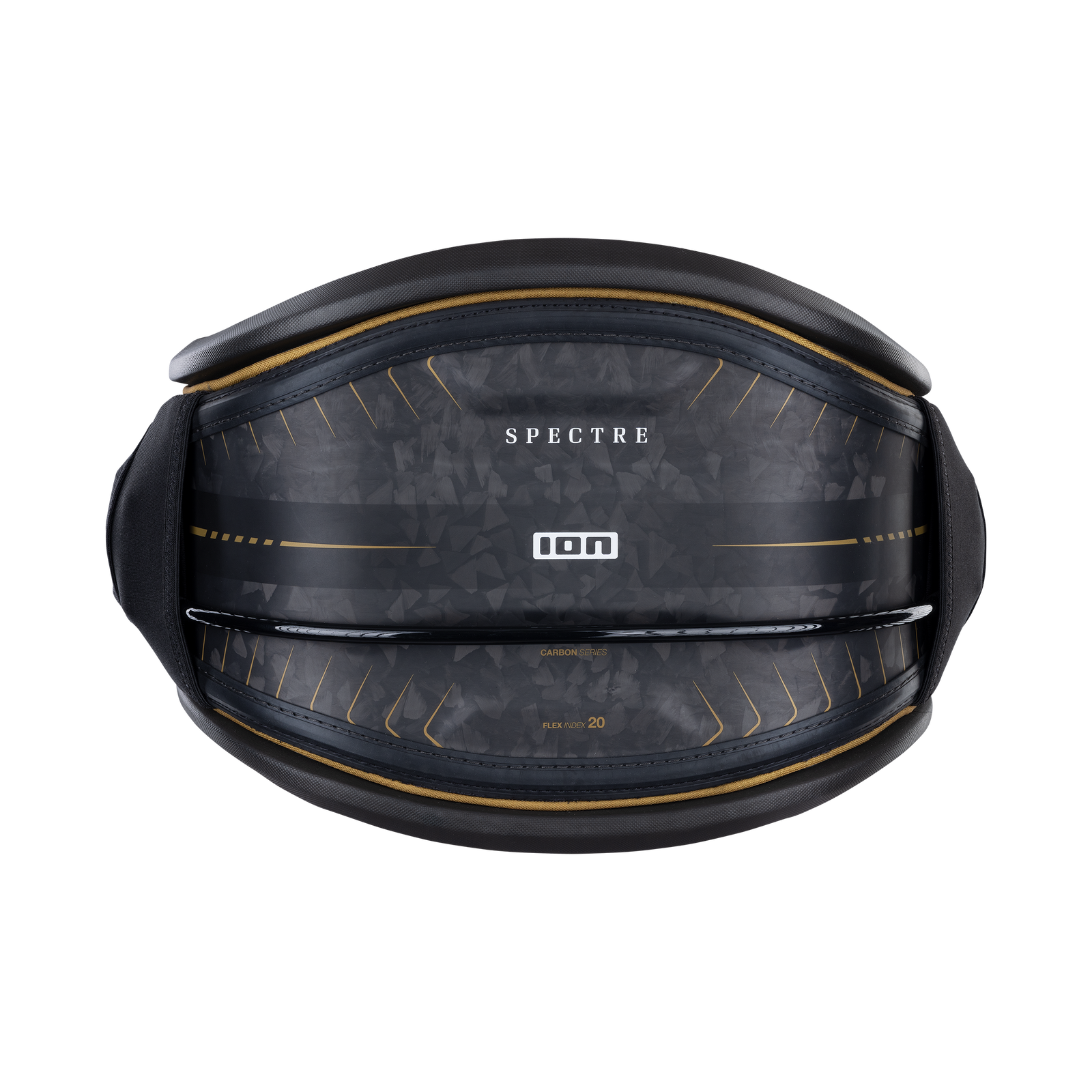 Arnês de cintura ION Spectre com carcaça rígida de carbono em preto e dourado