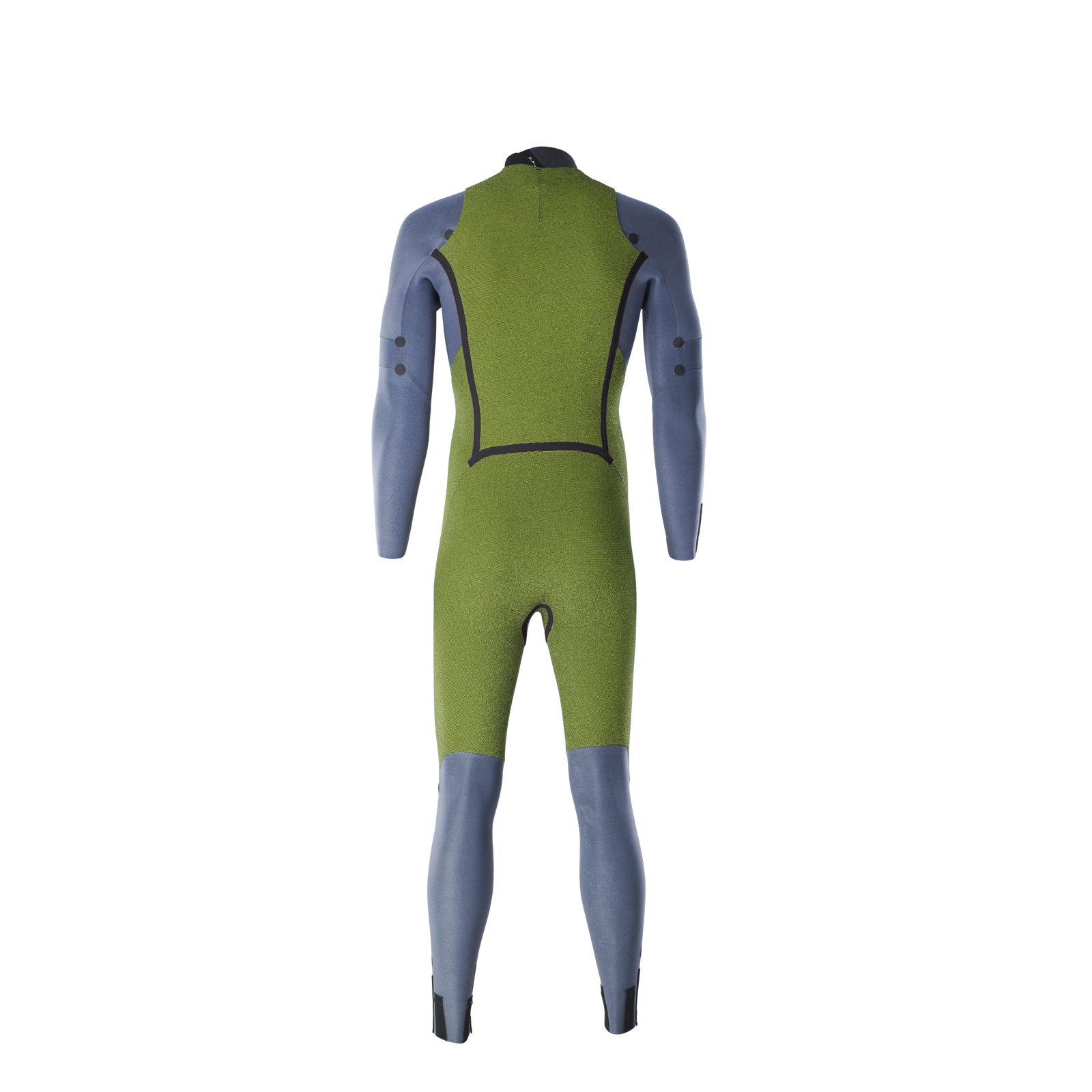 ION Seek Core 5/4mm back-zip fullsuit men in olive green and slate blue – back view