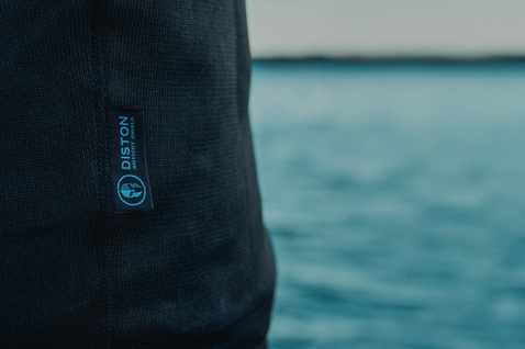 Rashguard manica lunga ION Surf Shield in tessuto DISTON Soft Shield blu navy scuro dettaglio