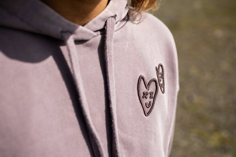 ION Water No Bad Days women hoodie embroidery detail in dusty lilac