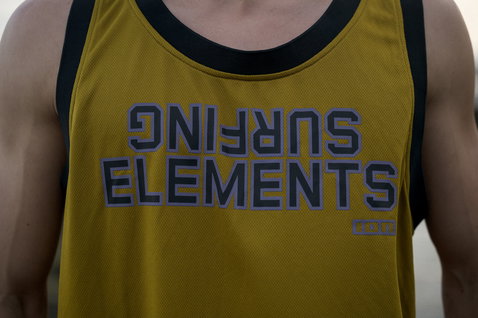 ION Wetshirt Basketball homme débardeur en maille olive jaune avec col rond noir