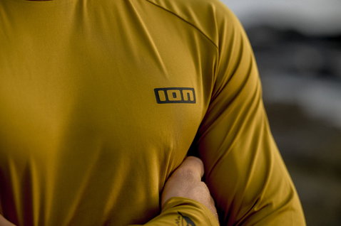 ION Rashguard LS men long-sleeve rash guard in golden olive with ION logo on chest