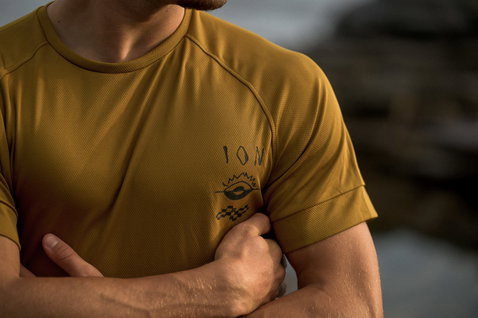 ION Wetshirt SS men's short sleeve shirt in mustard yellow with ION chest logo