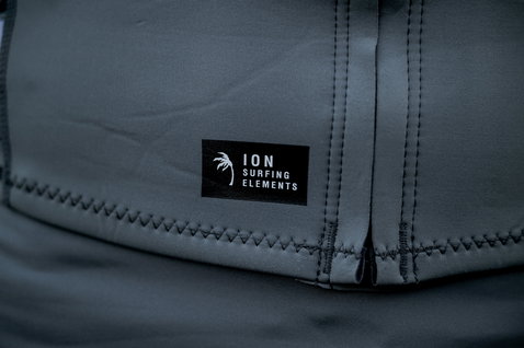 ION Vector Vest Core front zip impact vest label detail in slate grey