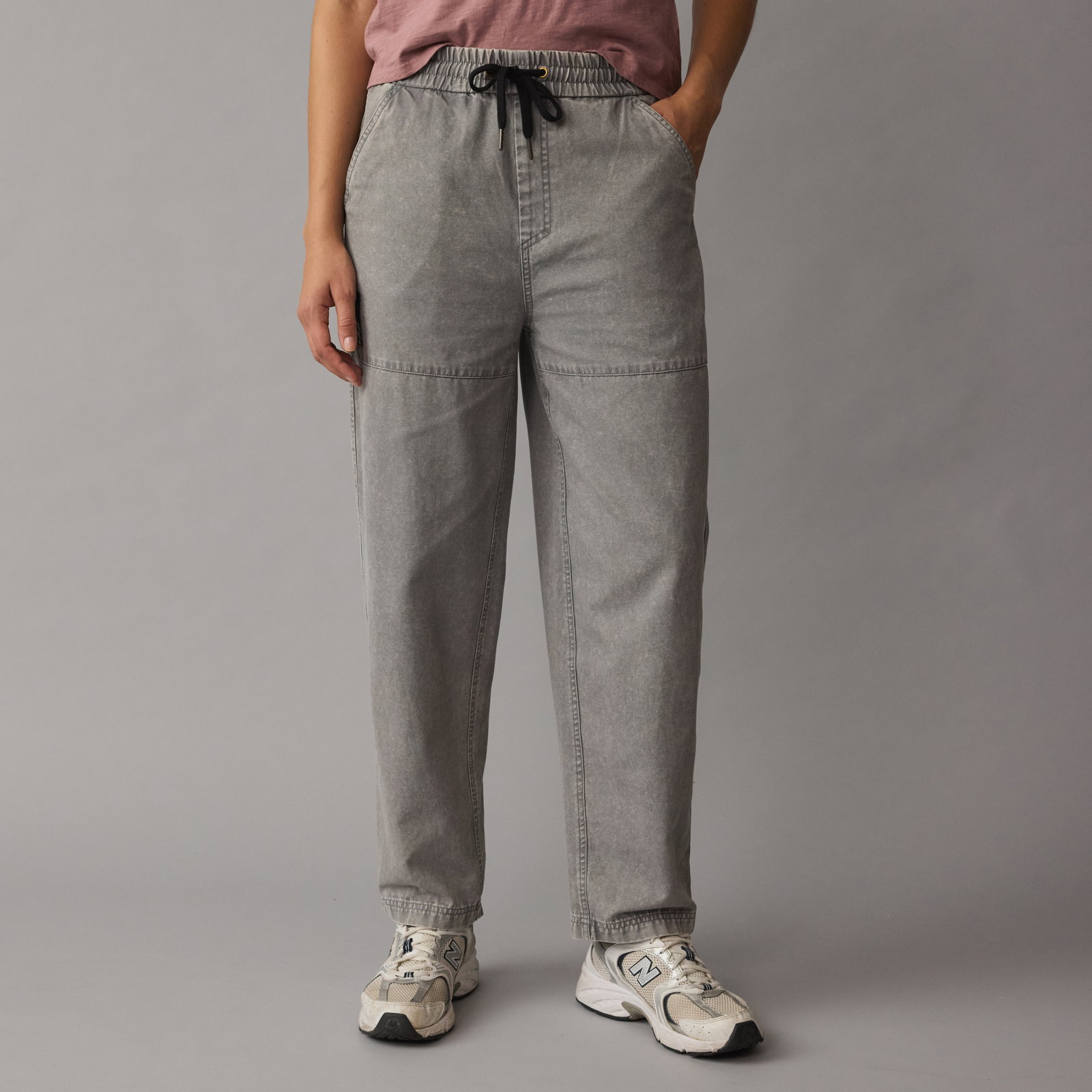 ION Pants HD Cotton Unisex Hose in gewaschenem grau mit Tunnelzug, entspannte Passform