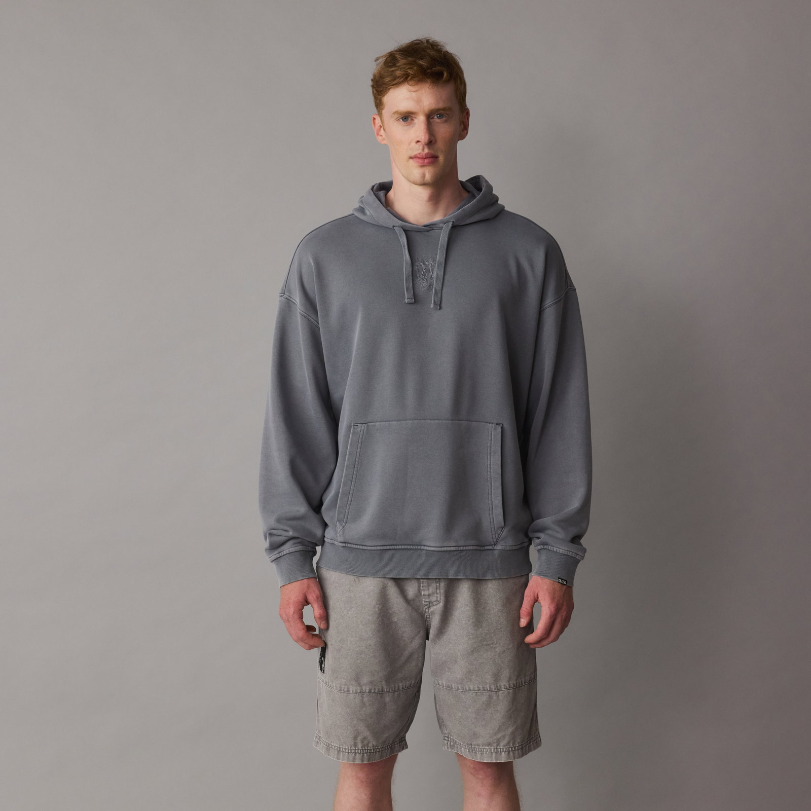 ION Surfing Elements men's hoodie in slate grey with kangaroo pocket and drawstring hood