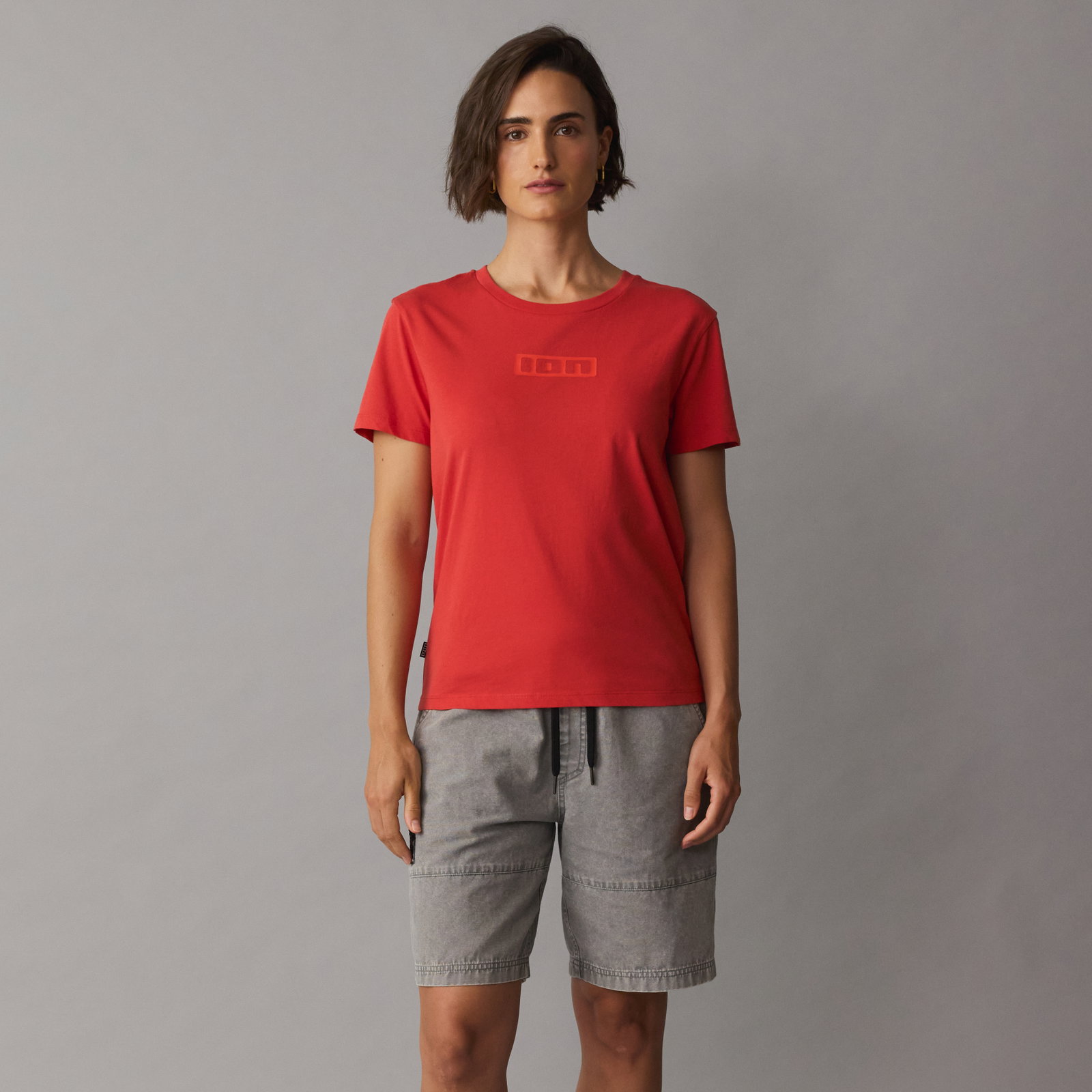 ION Ionic short sleeve t-shirt women in red with 3D logo