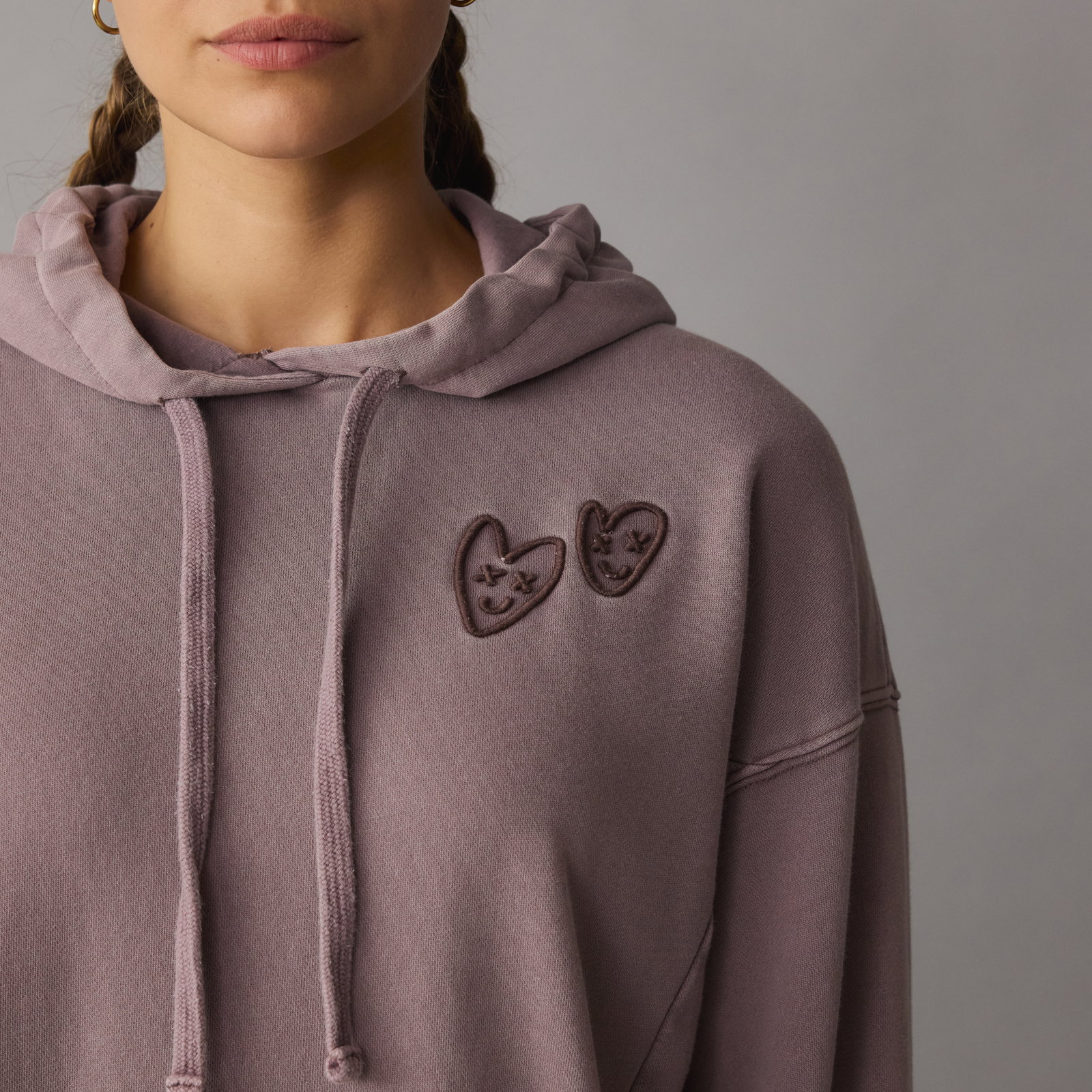 ION Hoody No bad days women hoodie in dusty mauve with chest embroidery