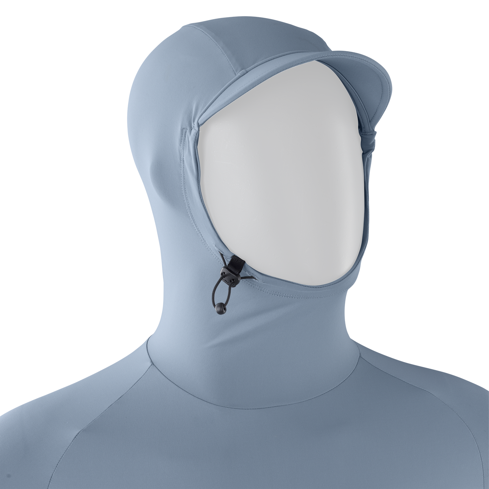 ION Water Sun Pro LS men's hooded rashguard with visor brim in steel blue