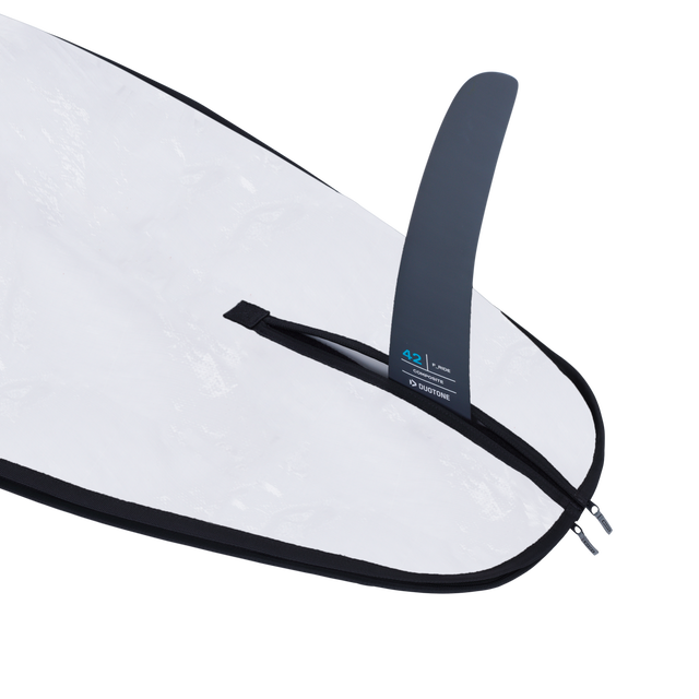 ION Duotone Core windsurf board bag with fin protector pocket in white and charcoal