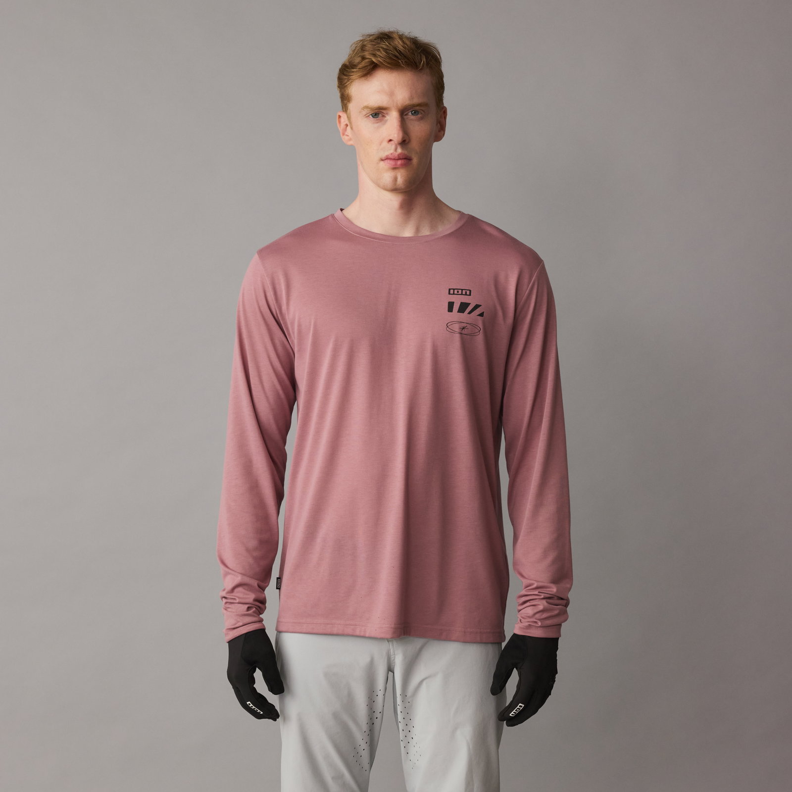 ION S_Ionic long-sleeve cycling jersey men in dusty rose for mountain biking