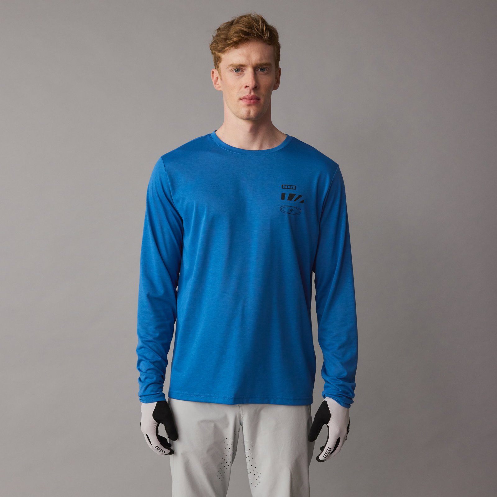 ION Bike S_Ionic long-sleeve cycling jersey in ocean blue for mountain biking — men