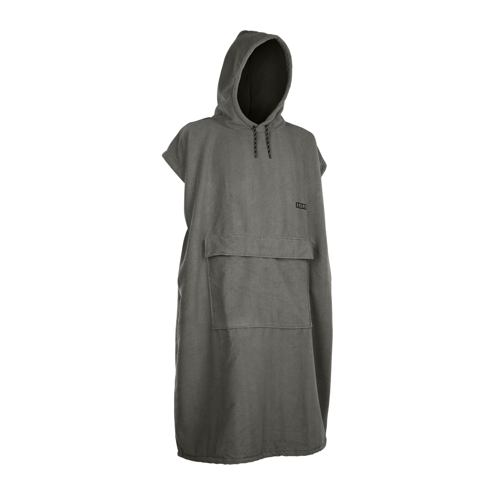 ION Element poncho in dark olive grey with hood and front kangaroo pocket