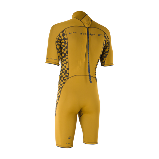 ION Seek Core shorty néoprène 2/2mm zip dorsal homme en jaune moutarde et anthracite