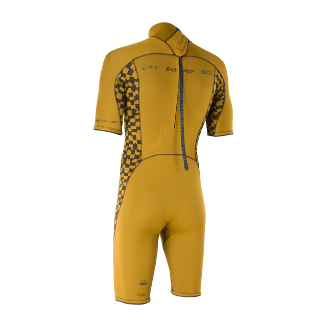 ION Seek Core shorty néoprène 2/2mm zip dorsal homme en jaune moutarde et anthracite