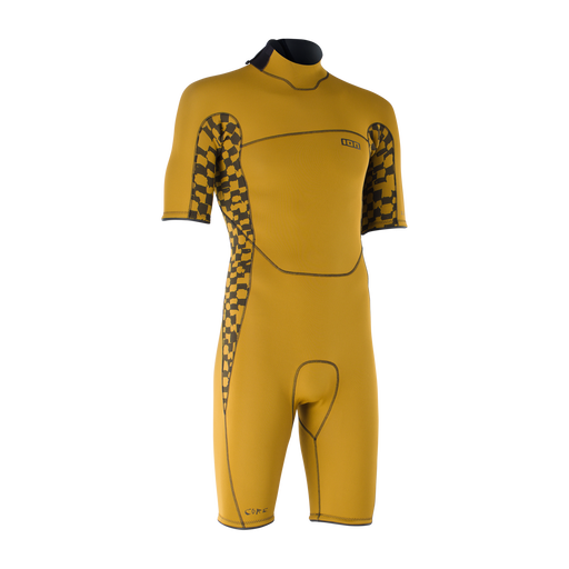 ION Seek Core combinaison shorty 2/2mm back-zip homme en jaune moutarde et noir