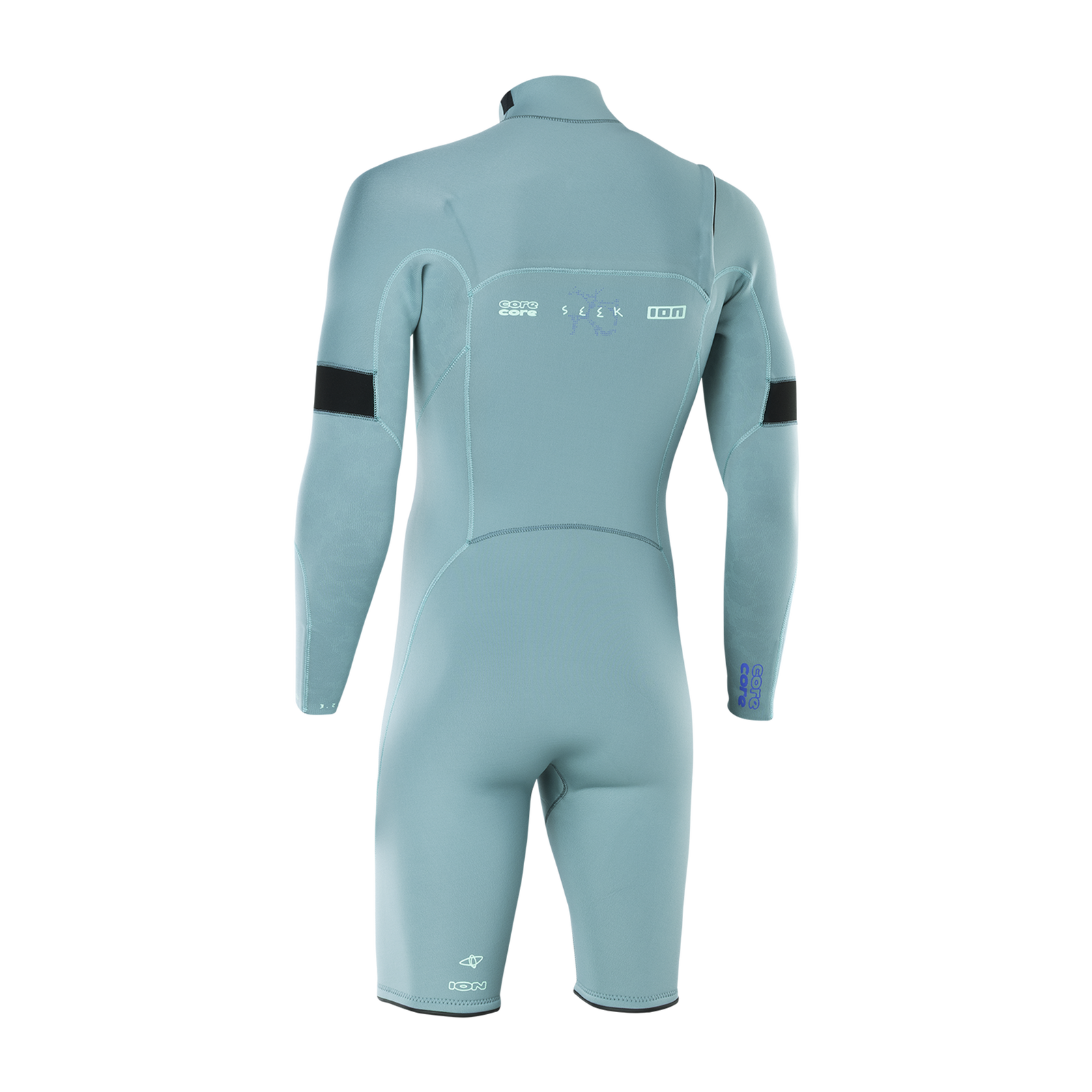 ION Seek Core combinaison shorty manches longues 3/2mm zip frontal homme en bleu ardoise