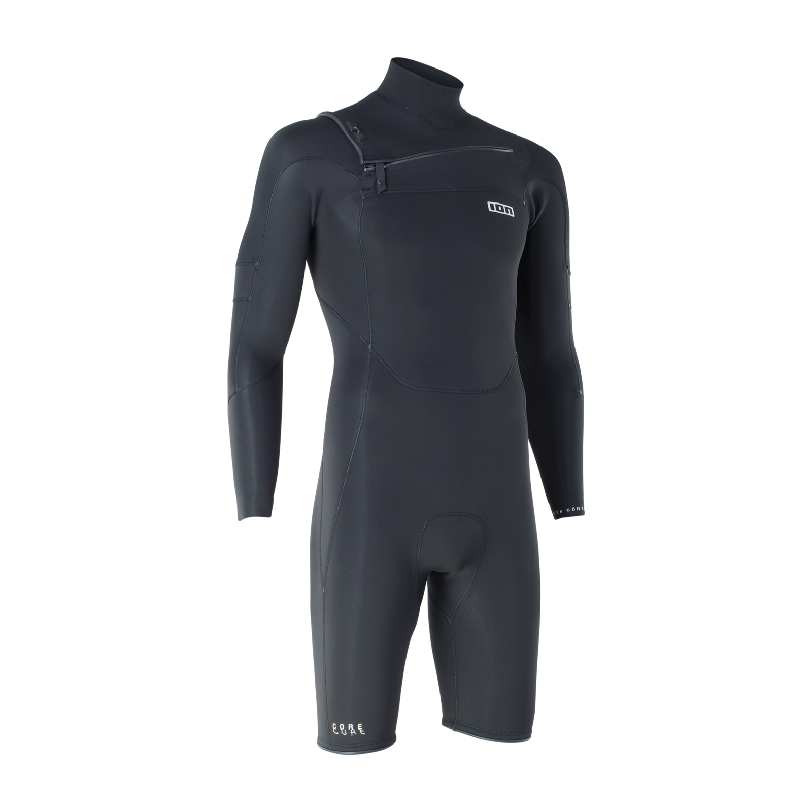 ION Seek Core 3/2mm front-zip long-sleeve shorty wetsuit in black