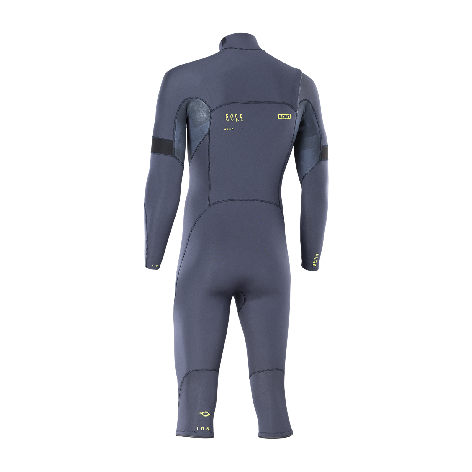 ION Seek Core 4/3mm front-zip overknee fullsuit wetsuit in slate grey back view