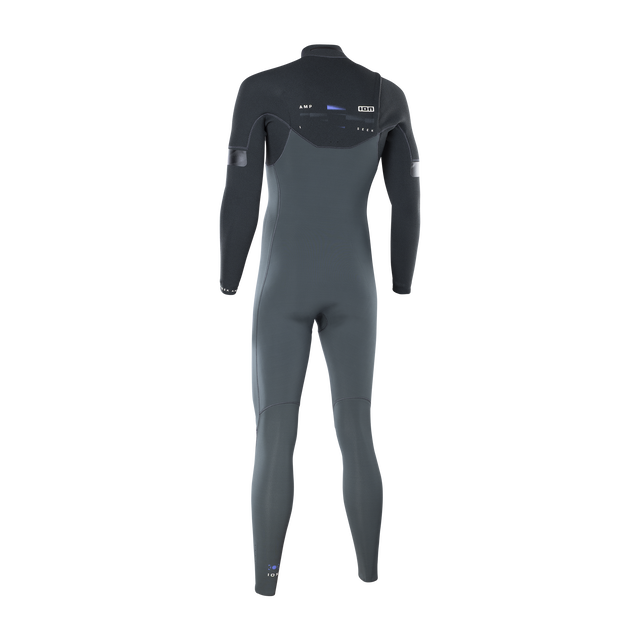 ION Seek Amp 3/2mm front-zip fullsuit men in dark graphite and black – back view