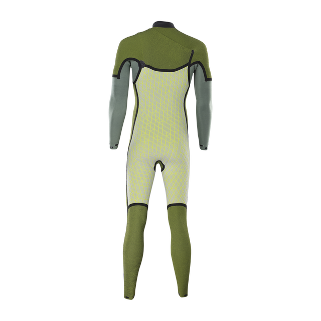 ION Water Seek Amp 4/3mm front-zip fullsuit wetsuit in olive green and grey