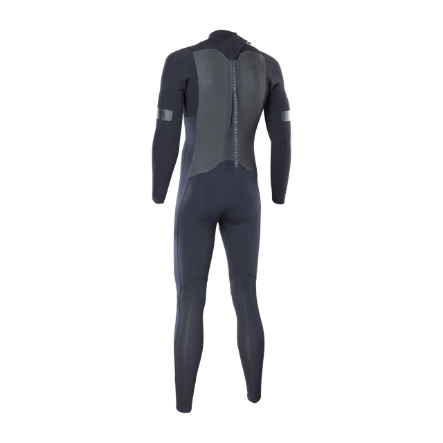 ION Seek Amp 5/4mm back-zip fullsuit wetsuit men in charcoal black, rear view