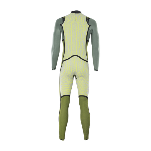 ION Seek Amp 4/3mm back-zip fullsuit men in olive green and lime – back view